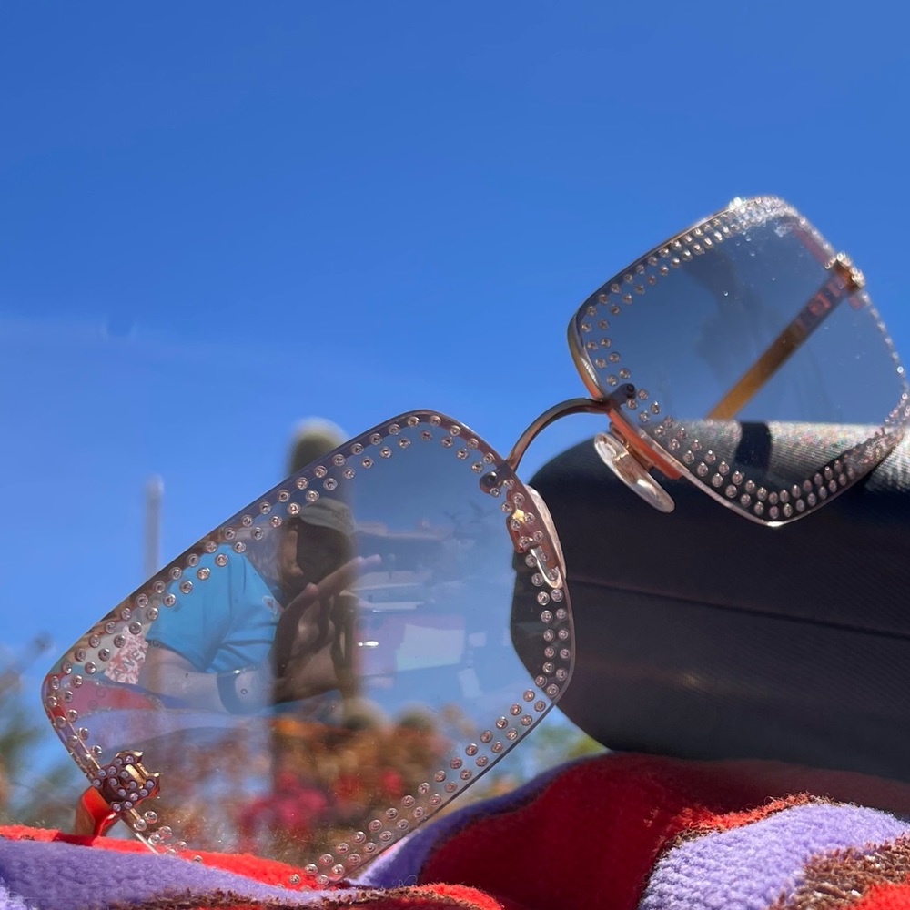 Channel women’s sunglasses - rhinestone border lenses